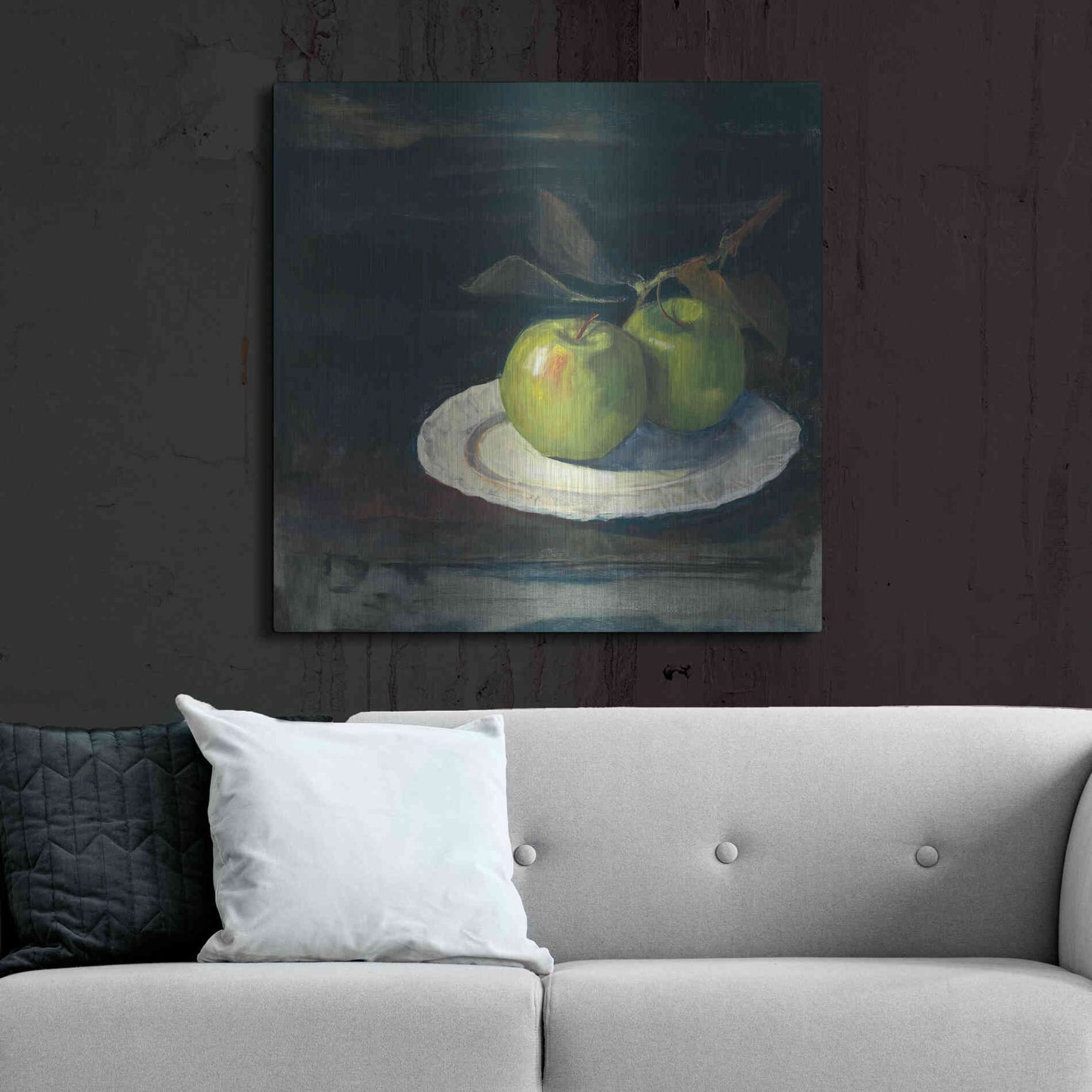 Luxe Metal Art 'Green Apples I No Border' by Carol Rowan, Metal Wall Art,36x36