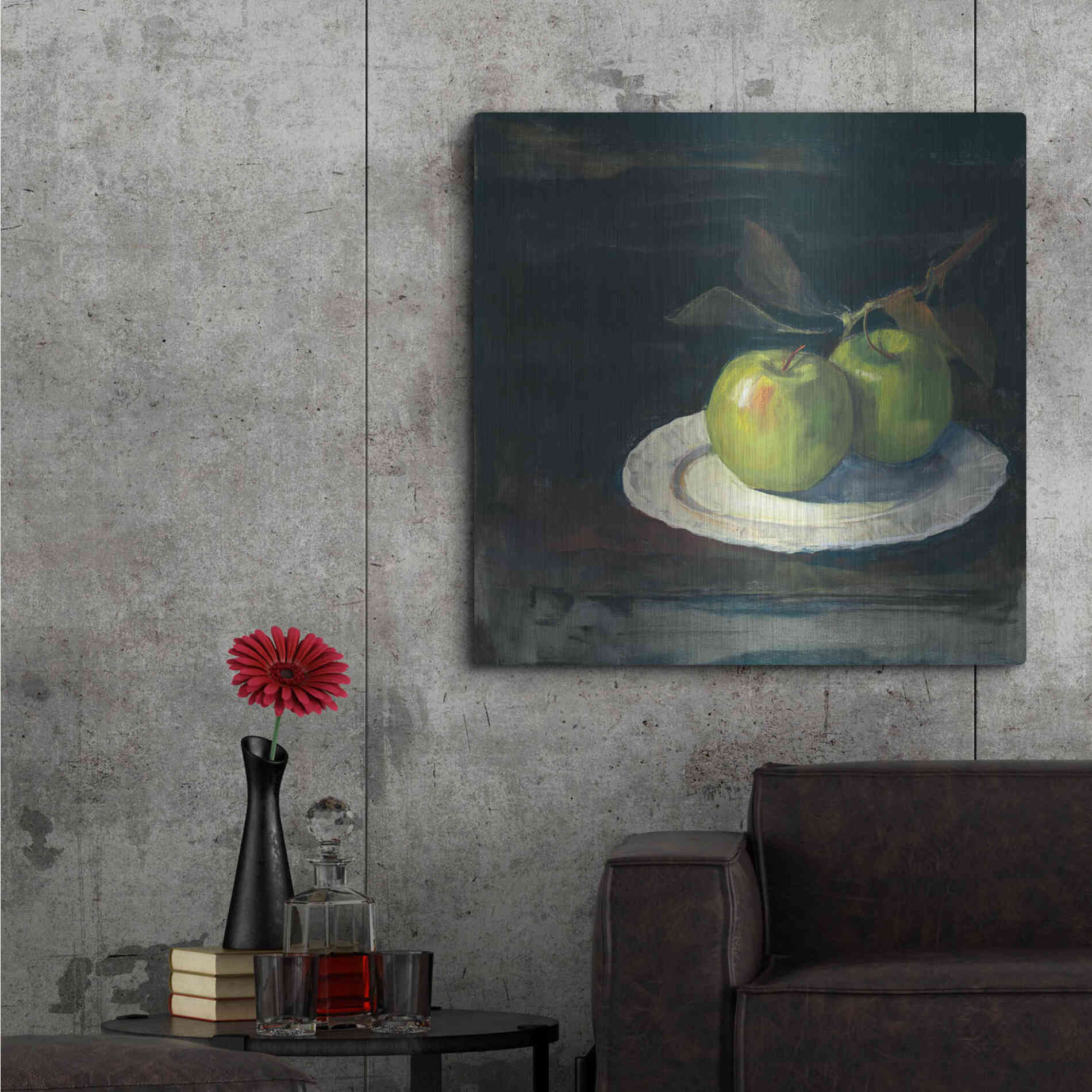 Luxe Metal Art 'Green Apples I No Border' by Carol Rowan, Metal Wall Art,36x36