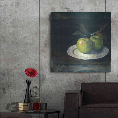 Luxe Metal Art 'Green Apples I No Border' by Carol Rowan, Metal Wall Art,36x36
