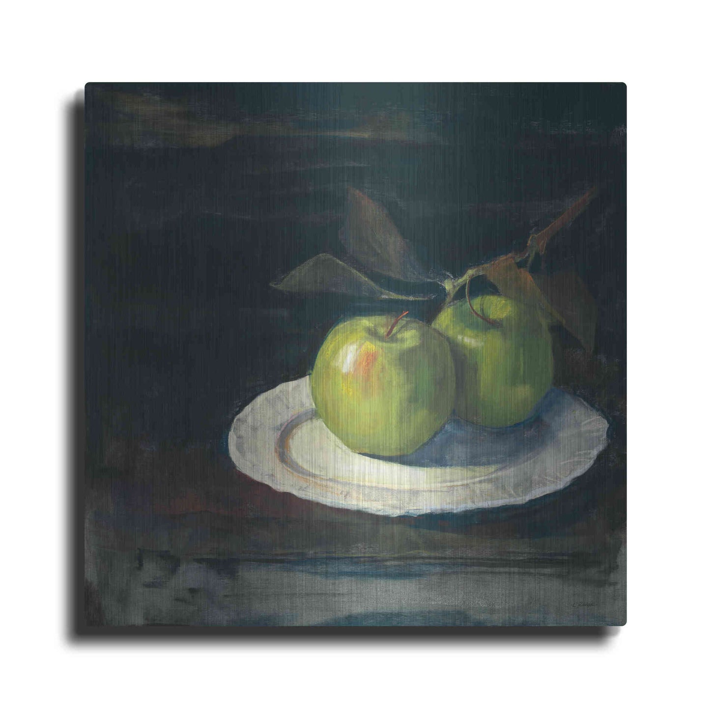 Luxe Metal Art 'Green Apples I No Border' by Carol Rowan, Metal Wall Art