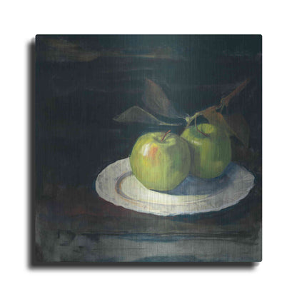 Luxe Metal Art 'Green Apples I No Border' by Carol Rowan, Metal Wall Art