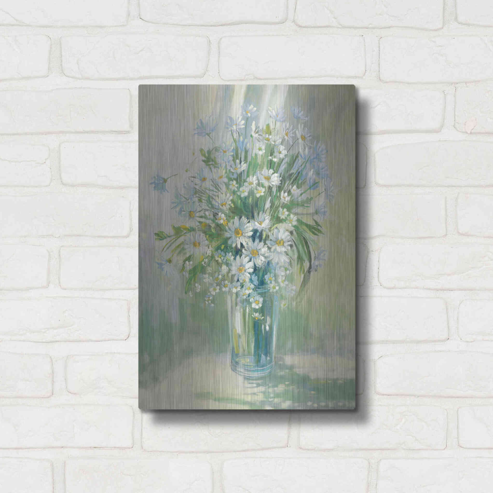 Luxe Metal Art 'Sunlit Daisies' by Carol Rowan, Metal Wall Art,12x16