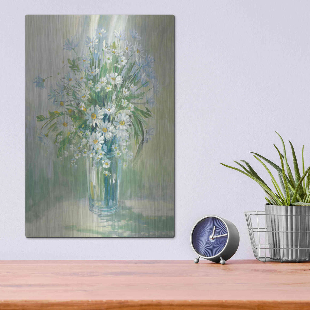Luxe Metal Art 'Sunlit Daisies' by Carol Rowan, Metal Wall Art,12x16