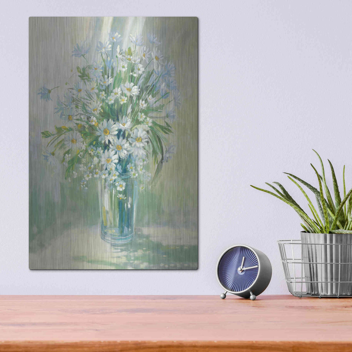 Luxe Metal Art 'Sunlit Daisies' by Carol Rowan, Metal Wall Art,12x16