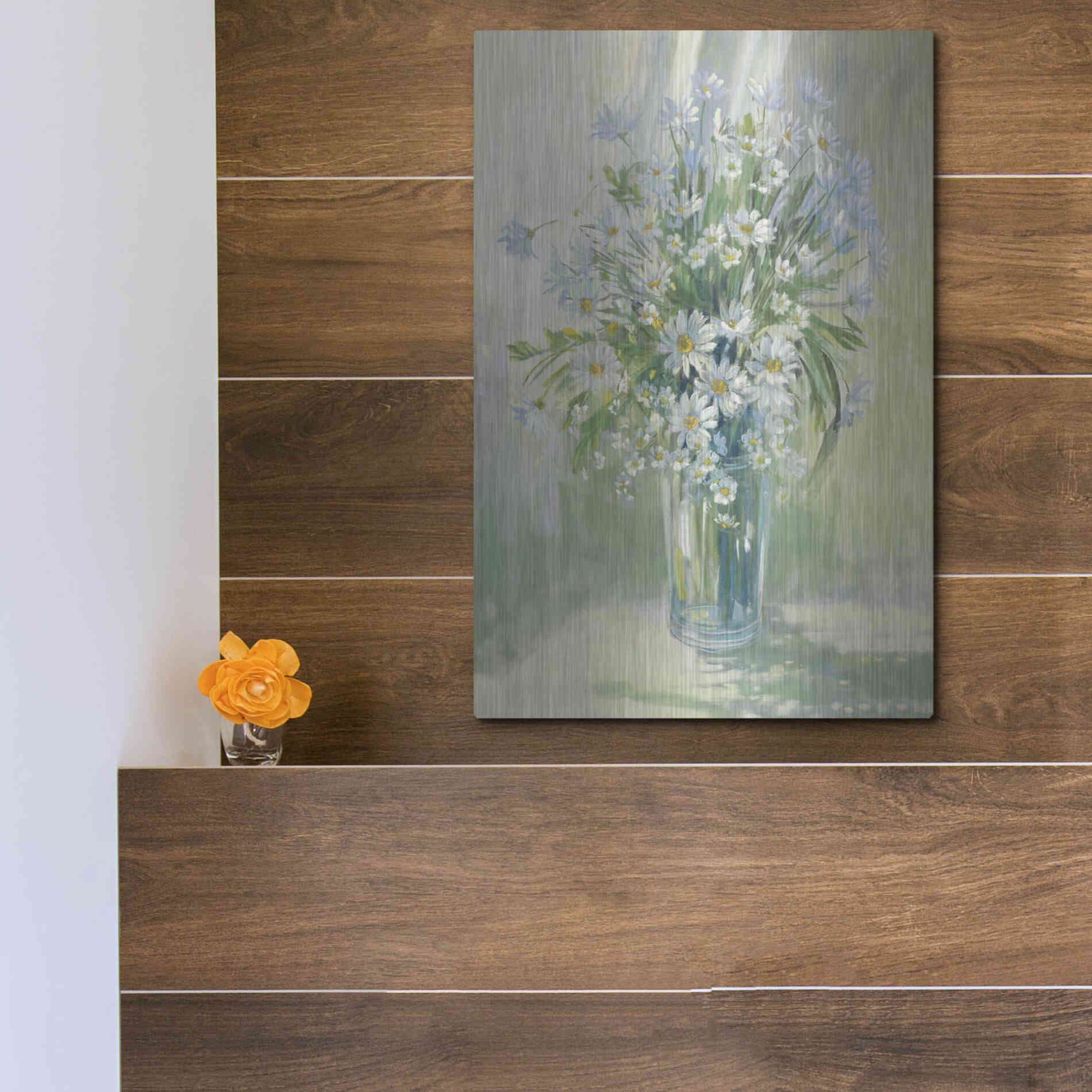 Luxe Metal Art 'Sunlit Daisies' by Carol Rowan, Metal Wall Art,12x16