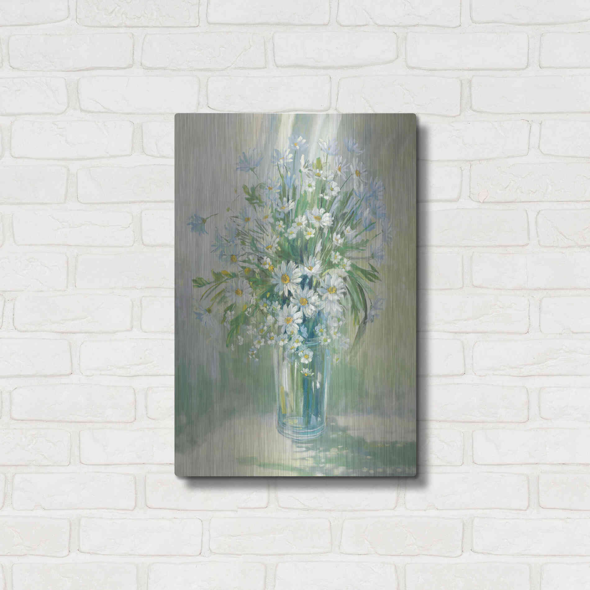 Luxe Metal Art 'Sunlit Daisies' by Carol Rowan, Metal Wall Art,16x24