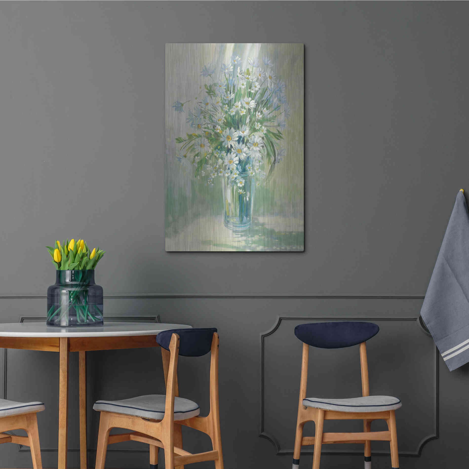 Luxe Metal Art 'Sunlit Daisies' by Carol Rowan, Metal Wall Art,24x36