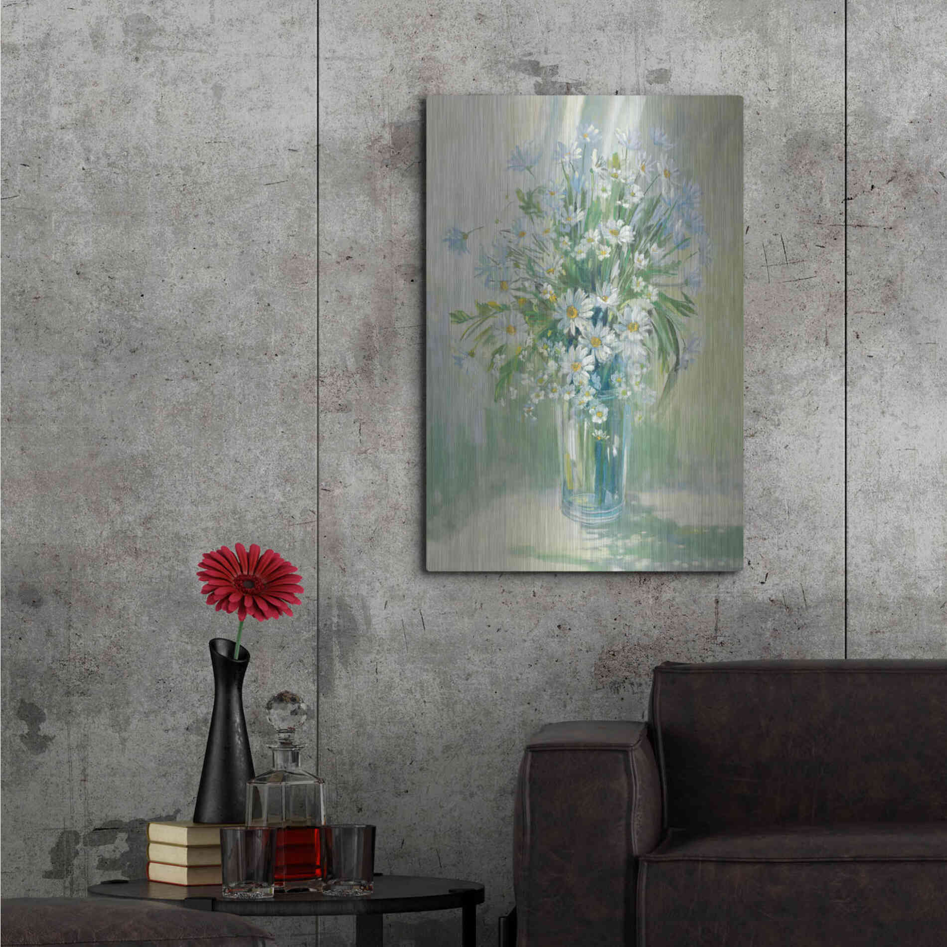 Luxe Metal Art 'Sunlit Daisies' by Carol Rowan, Metal Wall Art,24x36