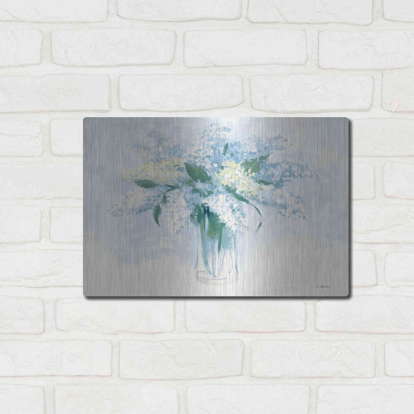 Luxe Metal Art 'Contemporary Lilac Blue' by Carol Rowan, Metal Wall Art,16x12