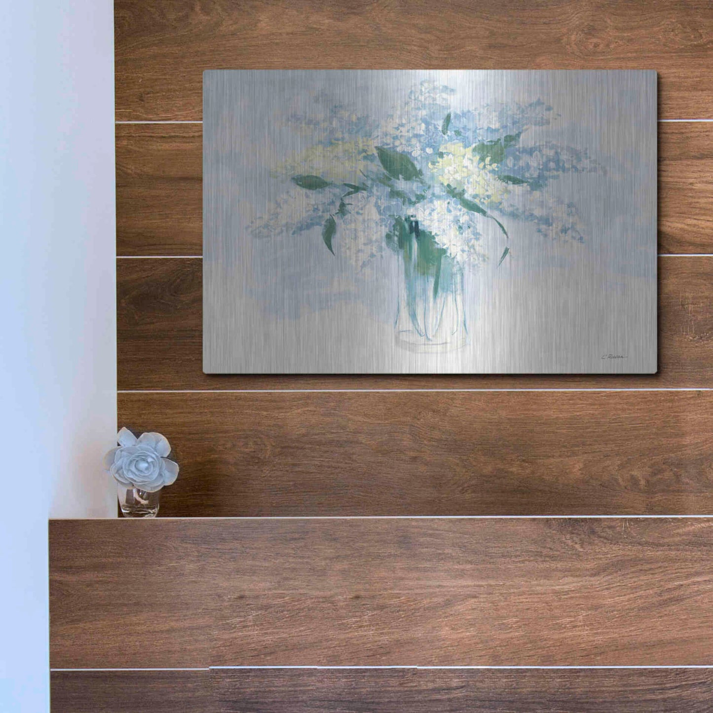 Luxe Metal Art 'Contemporary Lilac Blue' by Carol Rowan, Metal Wall Art,16x12