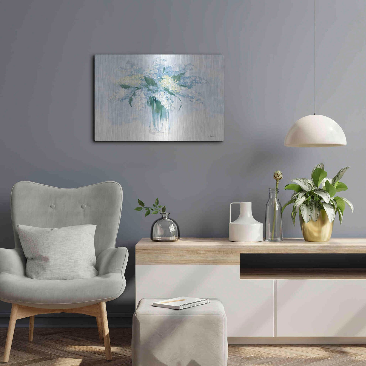 Luxe Metal Art 'Contemporary Lilac Blue' by Carol Rowan, Metal Wall Art,24x16