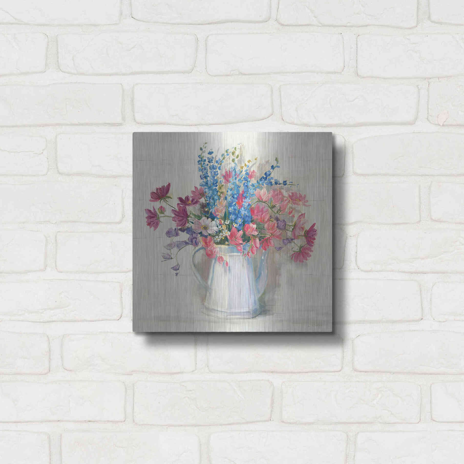 Luxe Metal Art 'Ironstone Bouquet I Bright' by Carol Rowan, Metal Wall Art,12x12