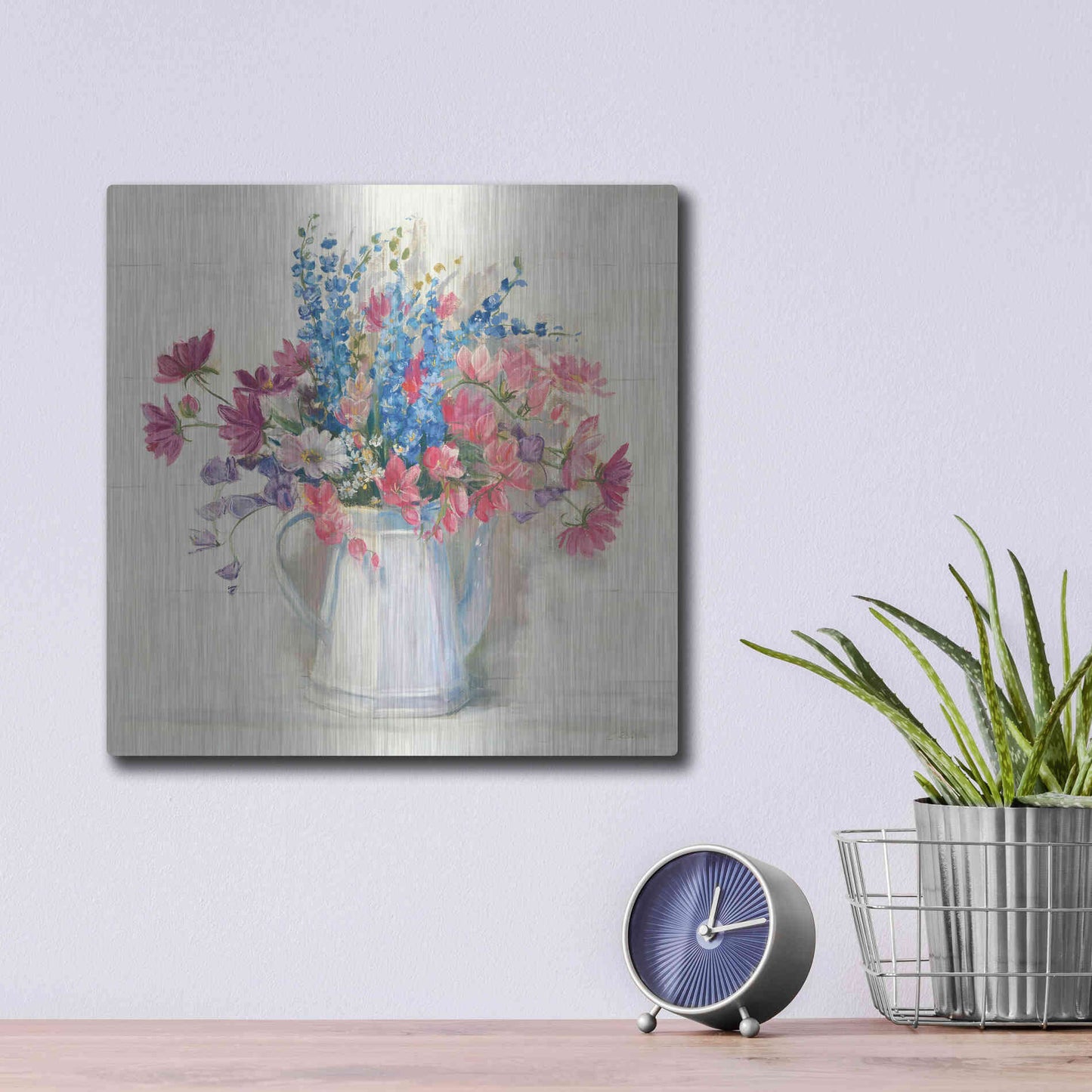 Luxe Metal Art 'Ironstone Bouquet I Bright' by Carol Rowan, Metal Wall Art,12x12