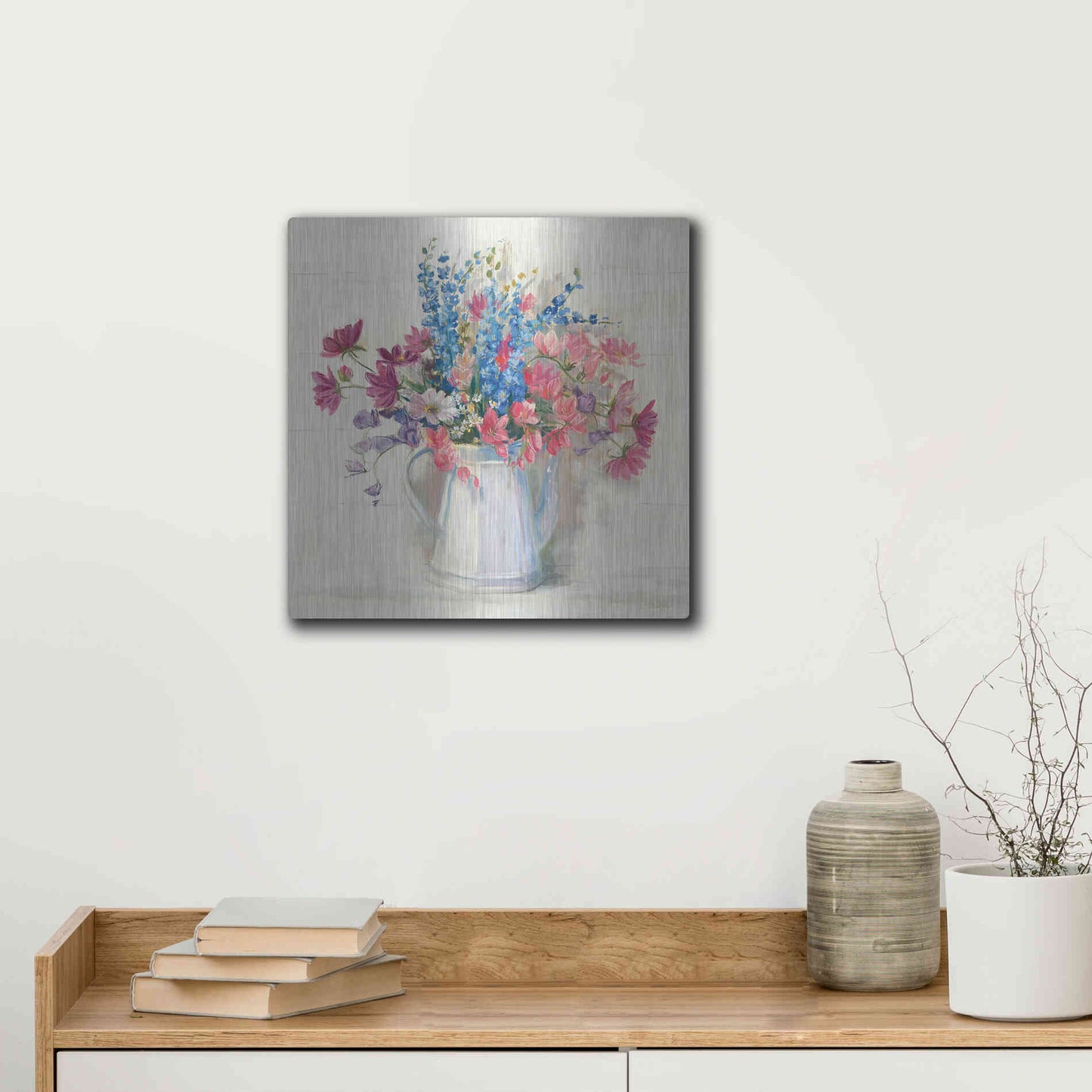 Luxe Metal Art 'Ironstone Bouquet I Bright' by Carol Rowan, Metal Wall Art,12x12