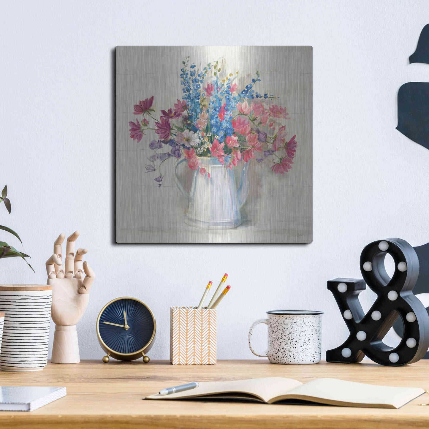 Luxe Metal Art 'Ironstone Bouquet I Bright' by Carol Rowan, Metal Wall Art,12x12