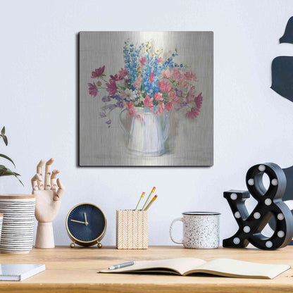 Luxe Metal Art 'Ironstone Bouquet I Bright' by Carol Rowan, Metal Wall Art,12x12