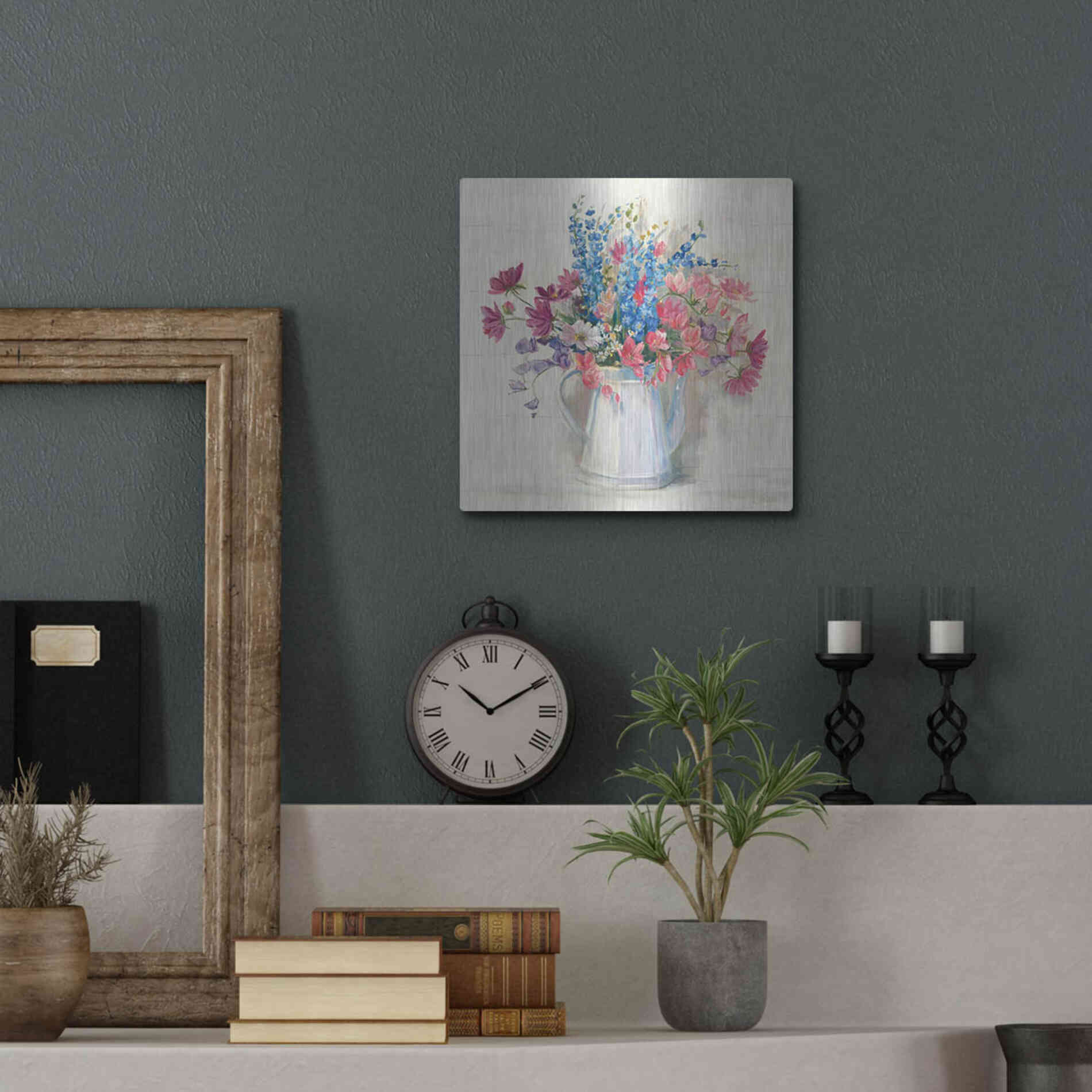 Luxe Metal Art 'Ironstone Bouquet I Bright' by Carol Rowan, Metal Wall Art,12x12