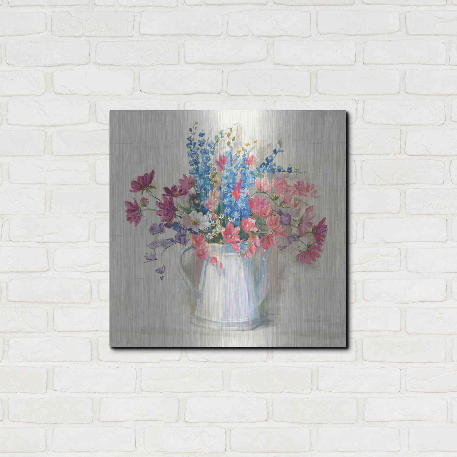 Luxe Metal Art 'Ironstone Bouquet I Bright' by Carol Rowan, Metal Wall Art,24x24
