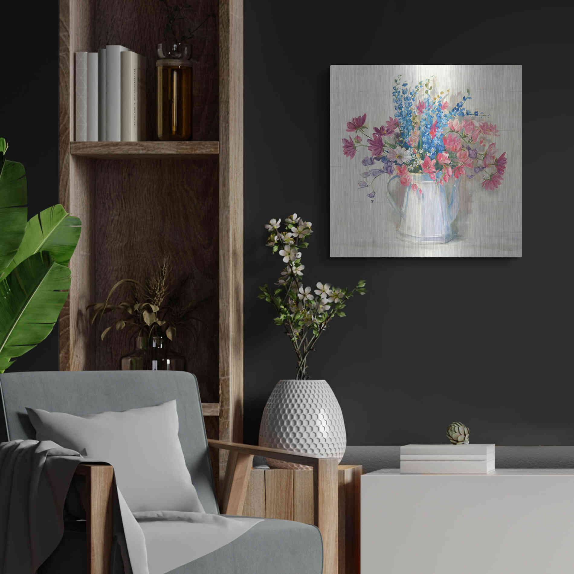 Luxe Metal Art 'Ironstone Bouquet I Bright' by Carol Rowan, Metal Wall Art,24x24