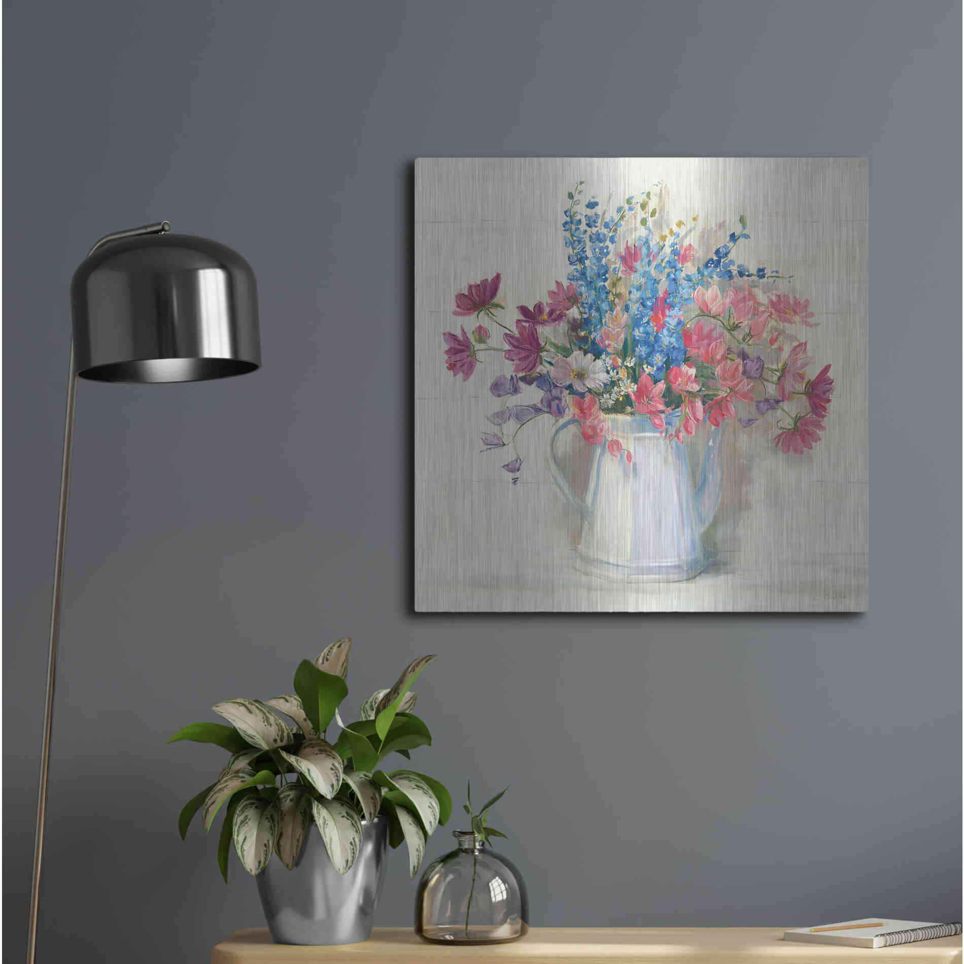 Luxe Metal Art 'Ironstone Bouquet I Bright' by Carol Rowan, Metal Wall Art,24x24