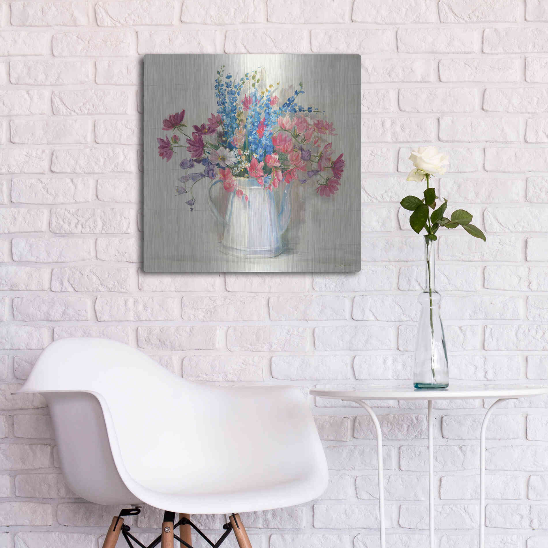 Luxe Metal Art 'Ironstone Bouquet I Bright' by Carol Rowan, Metal Wall Art,24x24