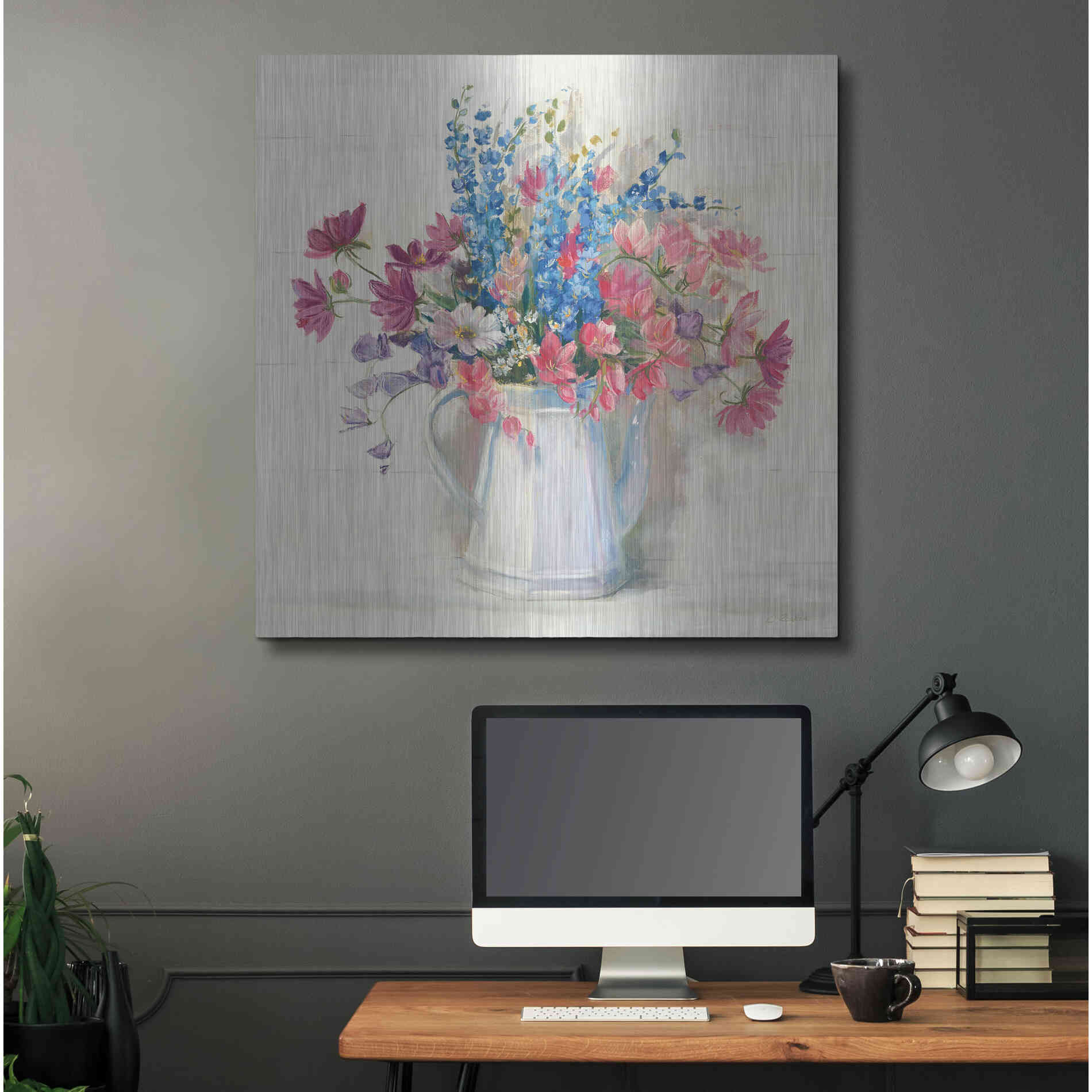 Luxe Metal Art 'Ironstone Bouquet I Bright' by Carol Rowan, Metal Wall Art,36x36