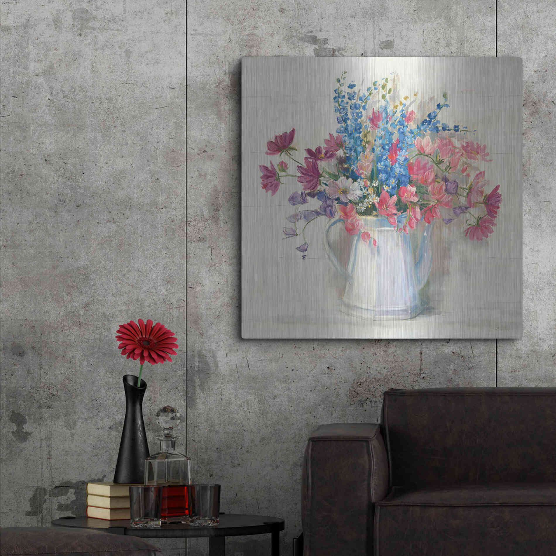 Luxe Metal Art 'Ironstone Bouquet I Bright' by Carol Rowan, Metal Wall Art,36x36