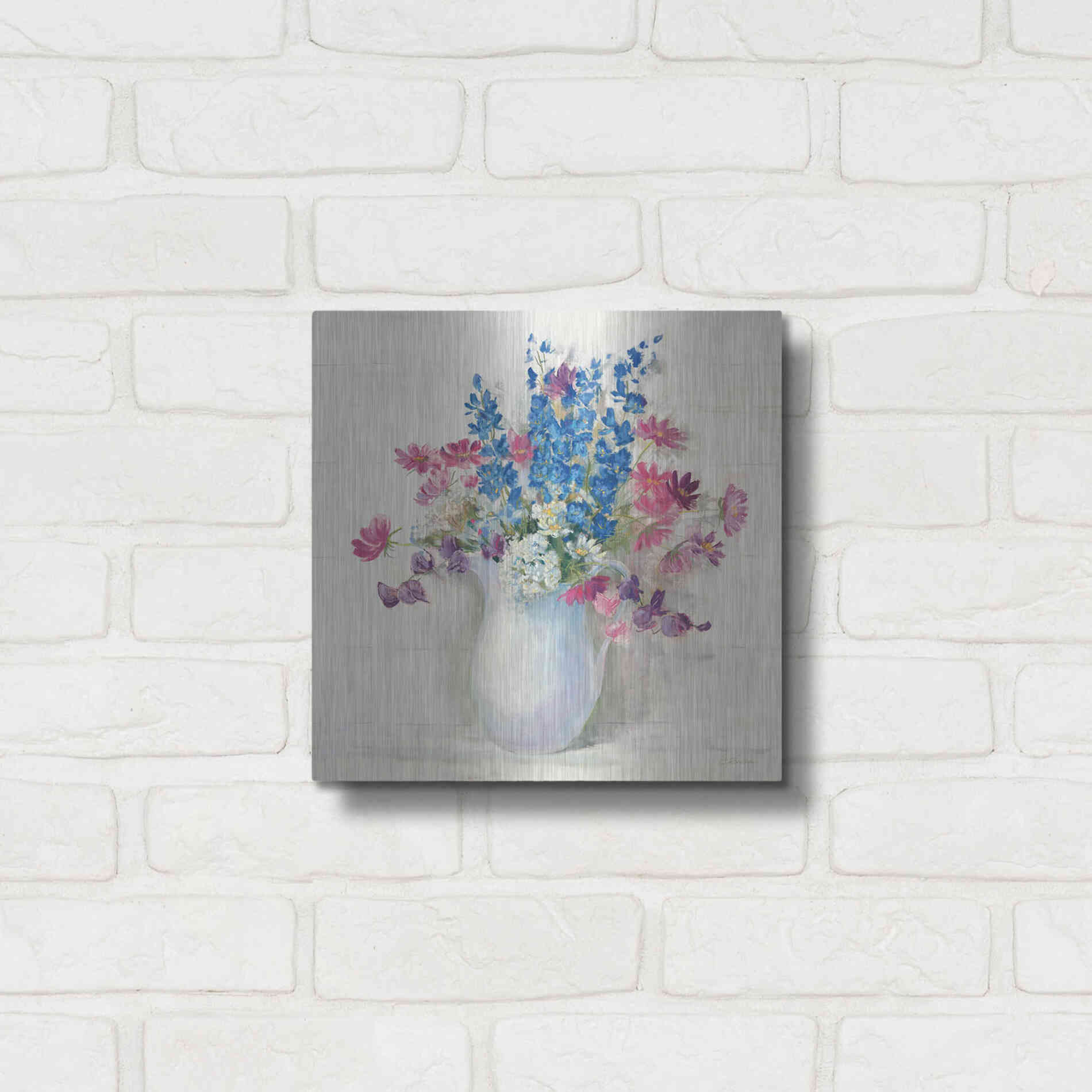 Luxe Metal Art 'Ironstone Bouquet II Bright' by Carol Rowan, Metal Wall Art,12x12