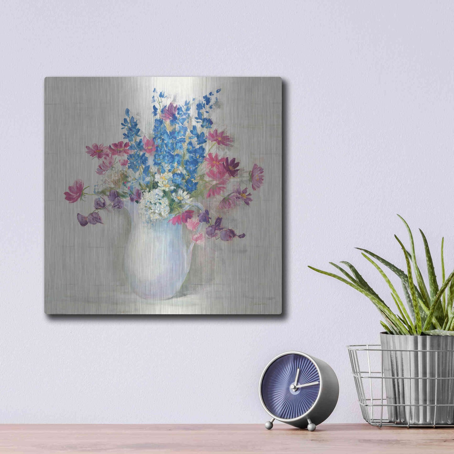 Luxe Metal Art 'Ironstone Bouquet II Bright' by Carol Rowan, Metal Wall Art,12x12