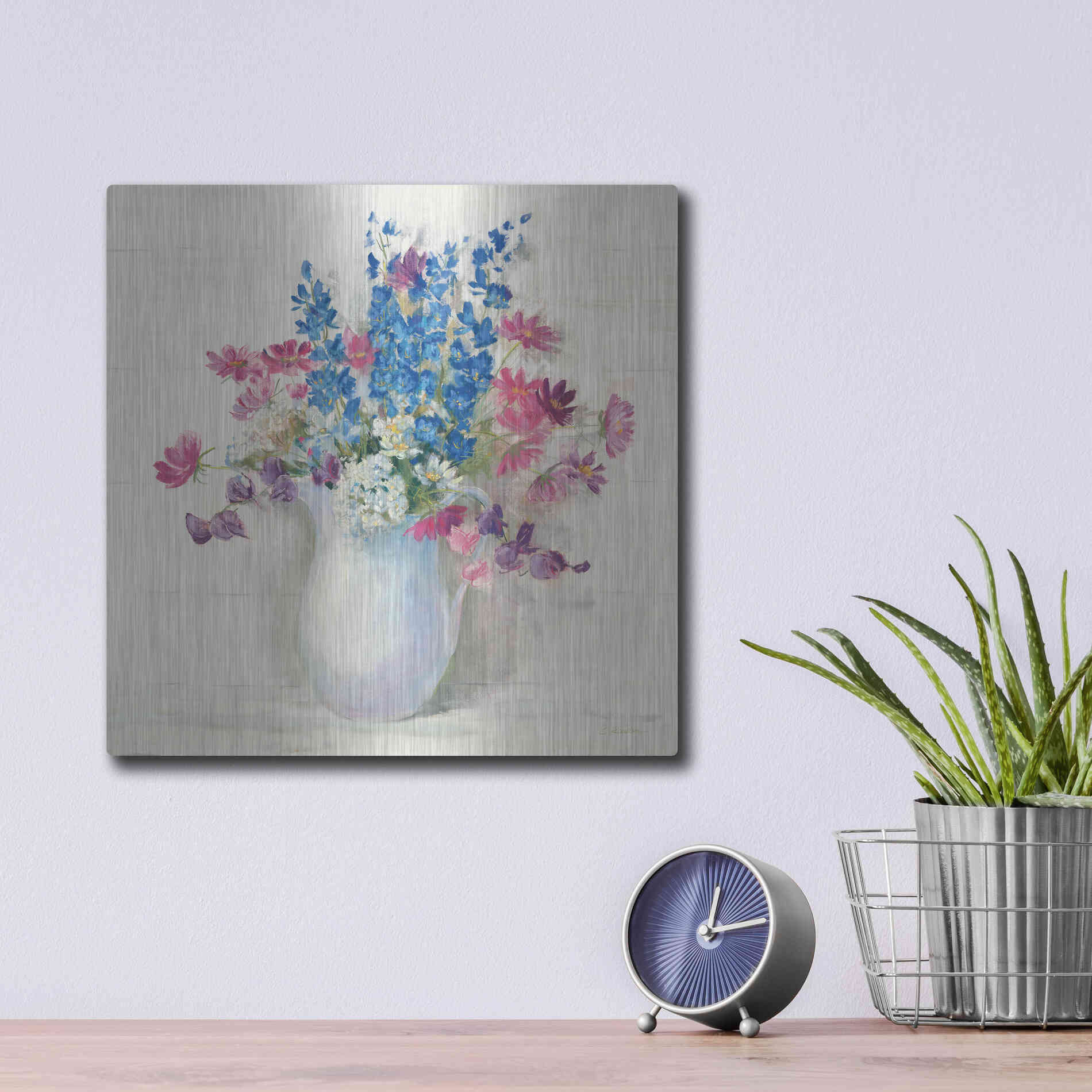 Luxe Metal Art 'Ironstone Bouquet II Bright' by Carol Rowan, Metal Wall Art,12x12