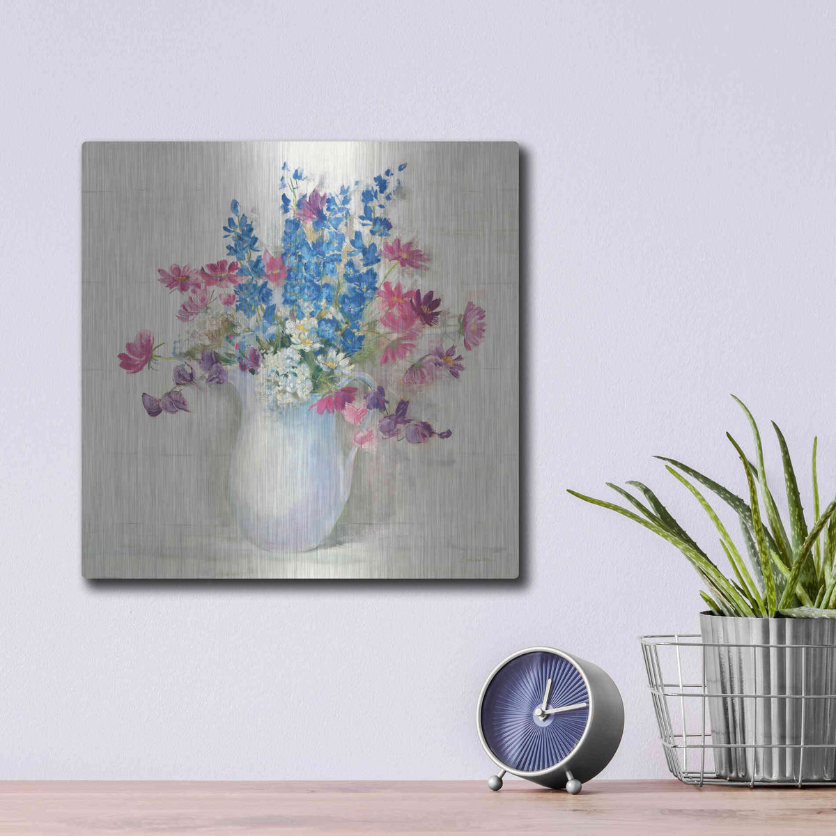 Luxe Metal Art 'Ironstone Bouquet II Bright' by Carol Rowan, Metal Wall Art,12x12