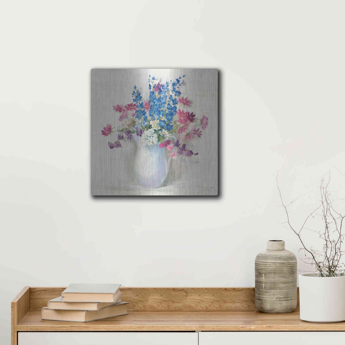 Luxe Metal Art 'Ironstone Bouquet II Bright' by Carol Rowan, Metal Wall Art,12x12