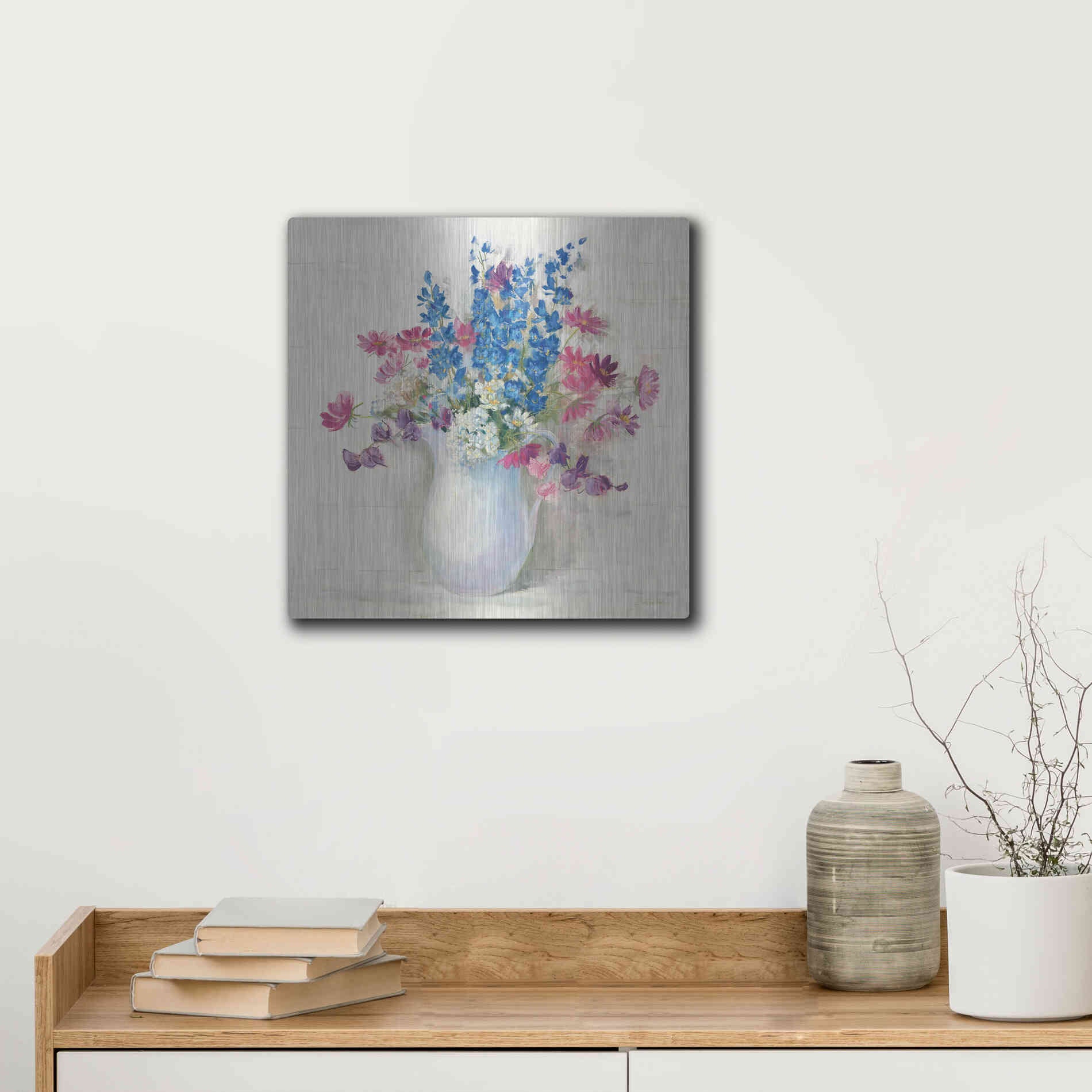 Luxe Metal Art 'Ironstone Bouquet II Bright' by Carol Rowan, Metal Wall Art,12x12