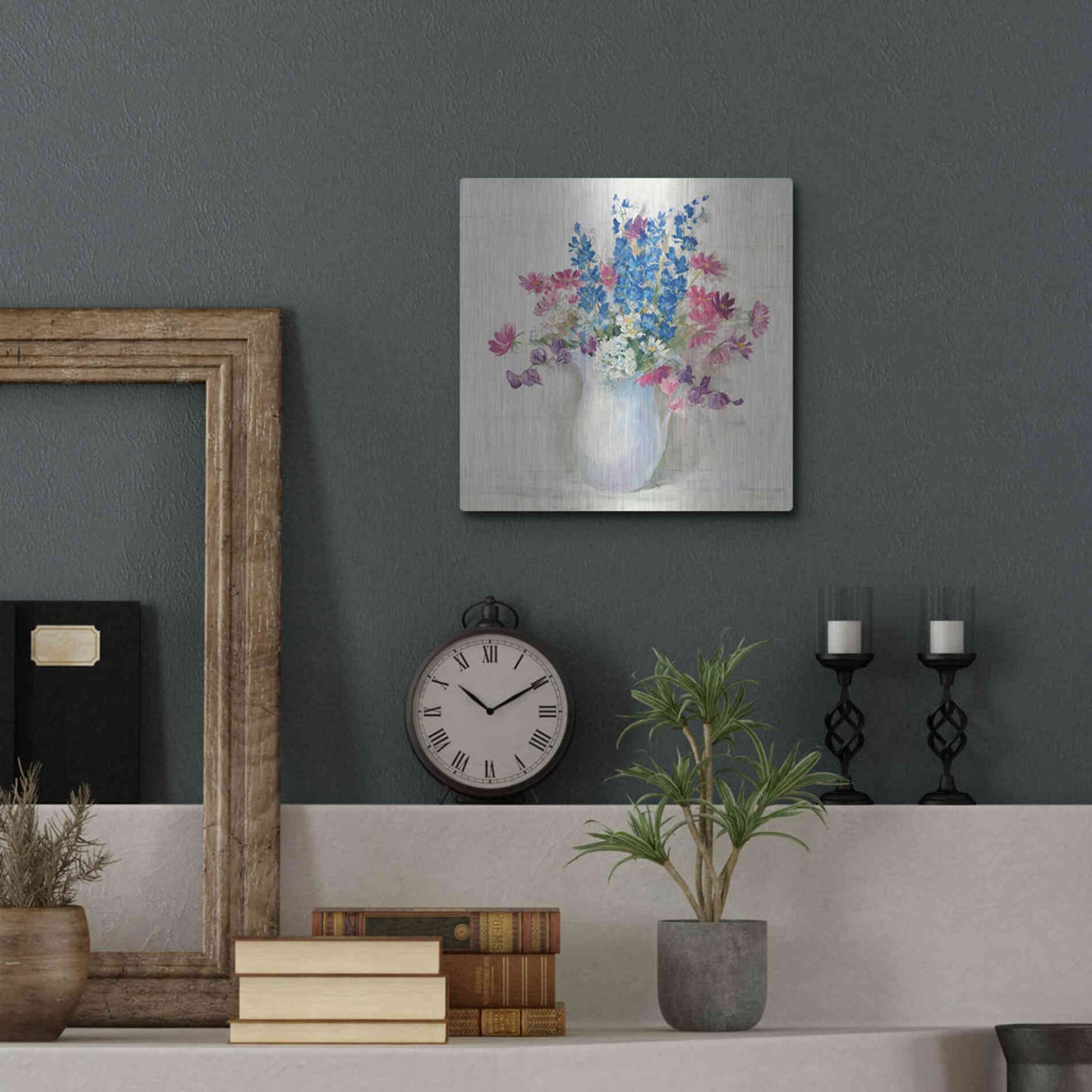 Luxe Metal Art 'Ironstone Bouquet II Bright' by Carol Rowan, Metal Wall Art,12x12