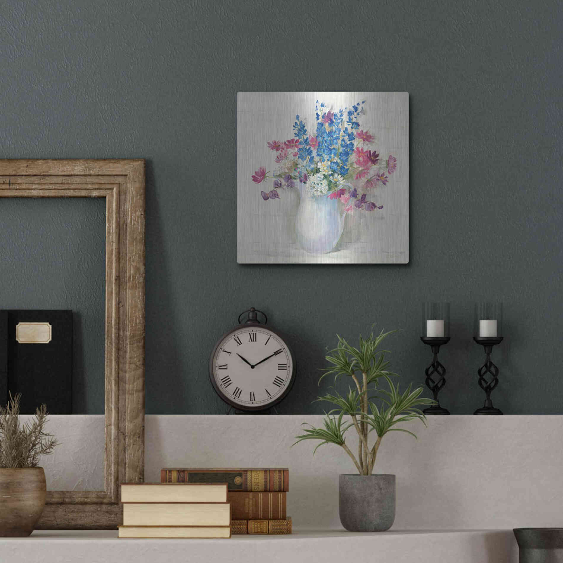 Luxe Metal Art 'Ironstone Bouquet II Bright' by Carol Rowan, Metal Wall Art,12x12