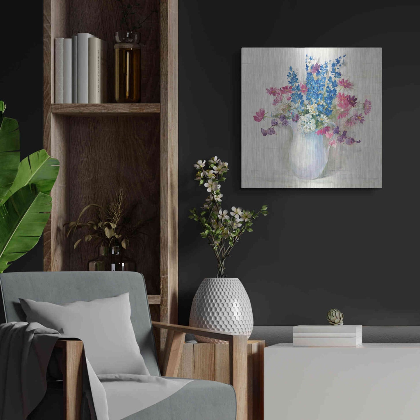 Luxe Metal Art 'Ironstone Bouquet II Bright' by Carol Rowan, Metal Wall Art,24x24