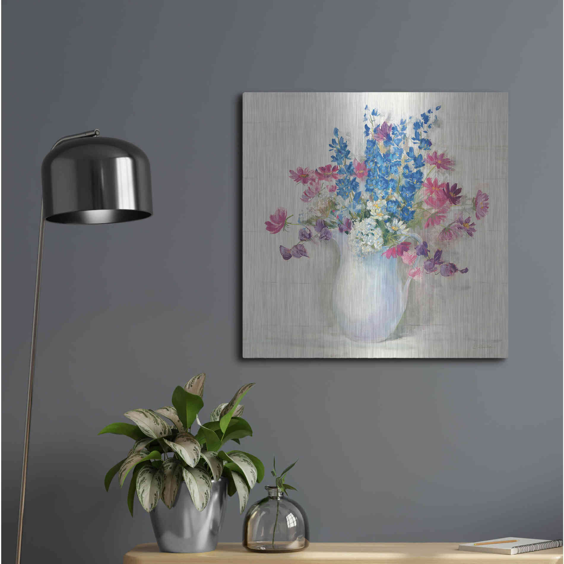 Luxe Metal Art 'Ironstone Bouquet II Bright' by Carol Rowan, Metal Wall Art,24x24