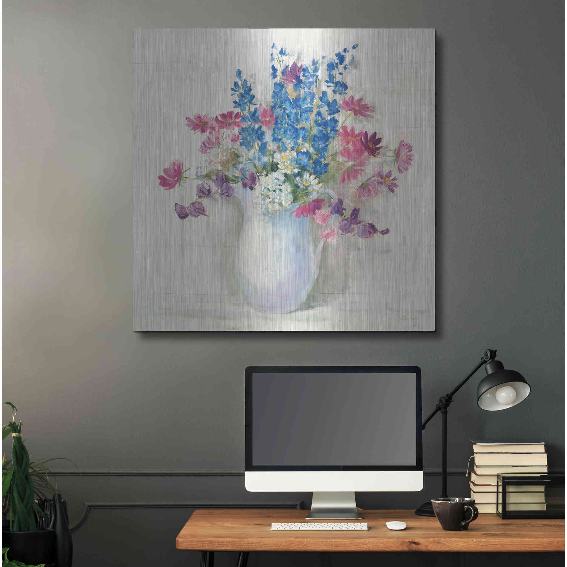 Luxe Metal Art 'Ironstone Bouquet II Bright' by Carol Rowan, Metal Wall Art,36x36