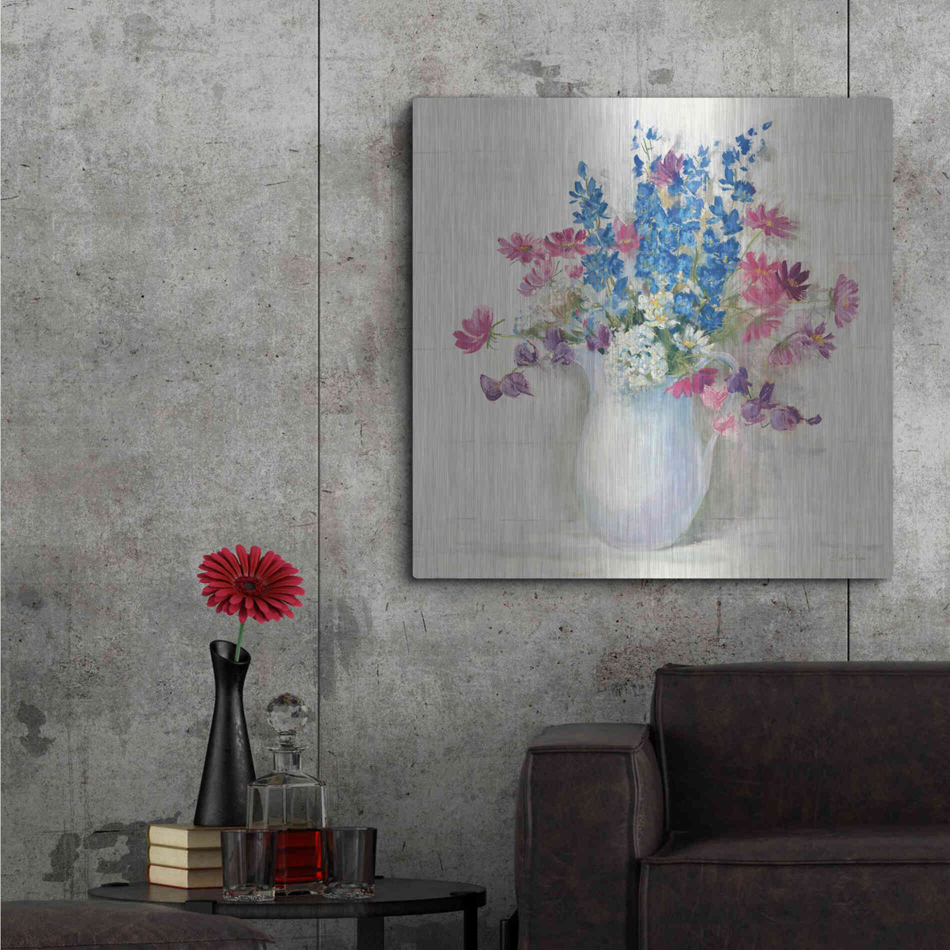 Luxe Metal Art 'Ironstone Bouquet II Bright' by Carol Rowan, Metal Wall Art,36x36