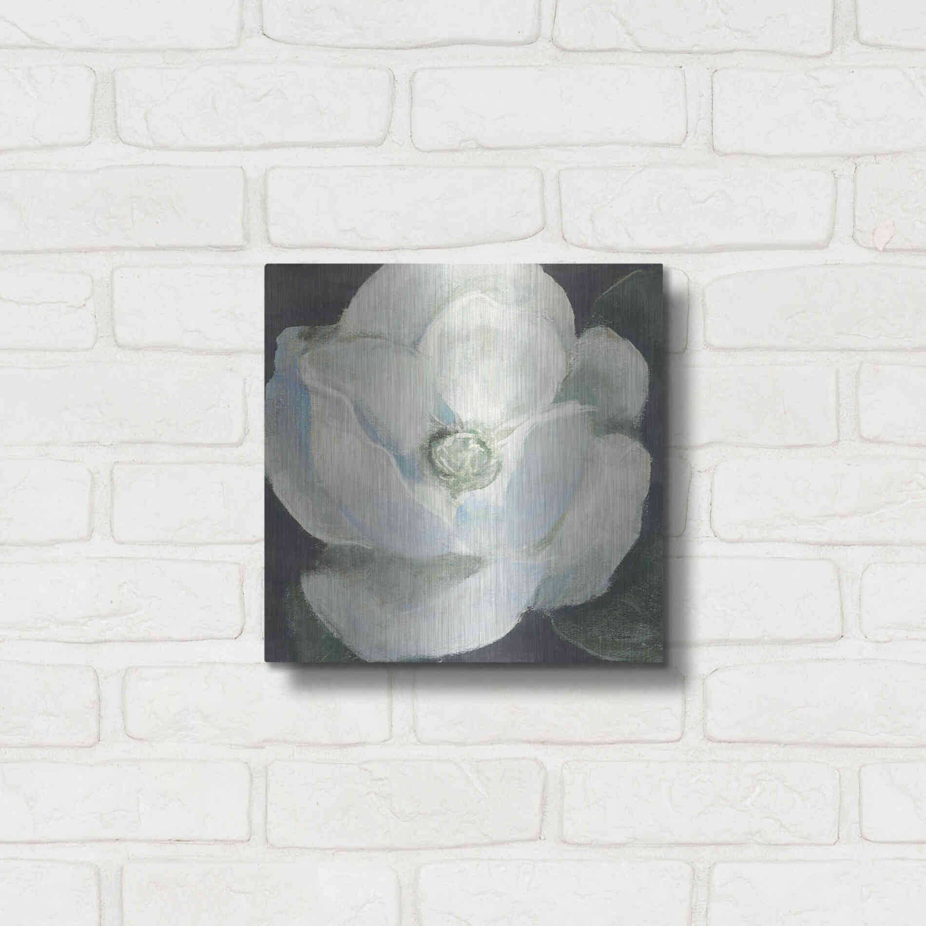 Luxe Metal Art 'Magnolia II Sage' by Carol Rowan, Metal Wall Art,12x12