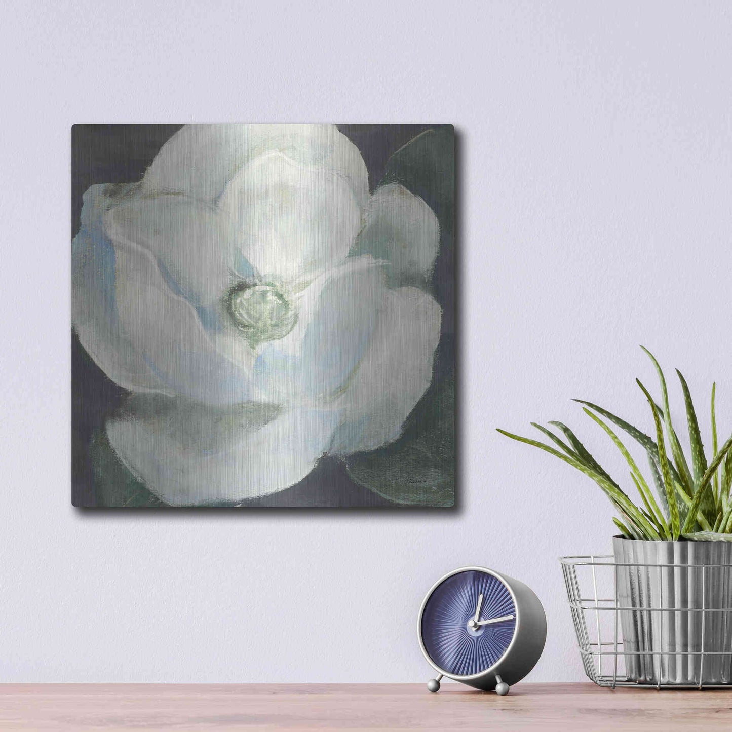 Luxe Metal Art 'Magnolia II Sage' by Carol Rowan, Metal Wall Art,12x12