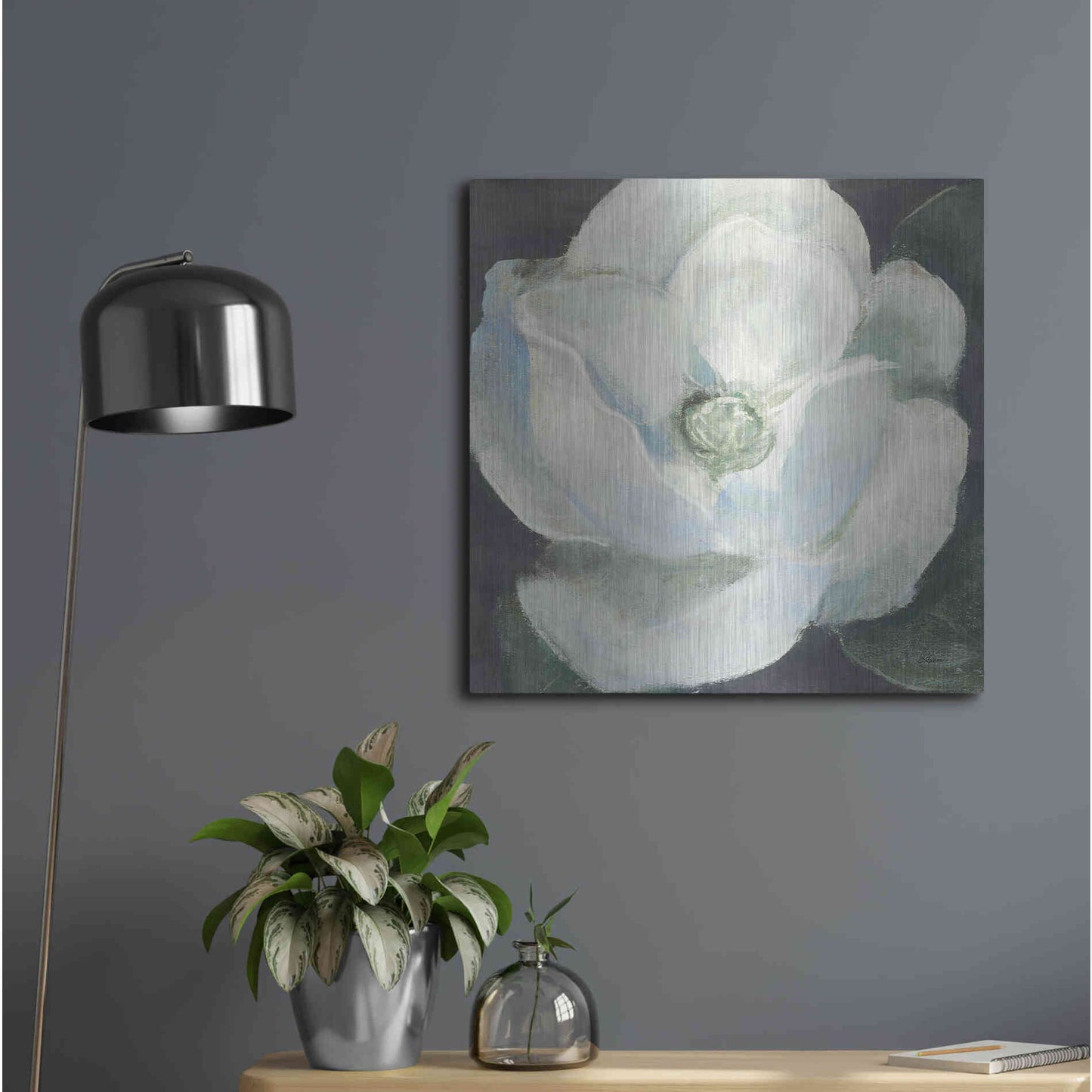Luxe Metal Art 'Magnolia II Sage' by Carol Rowan, Metal Wall Art,24x24