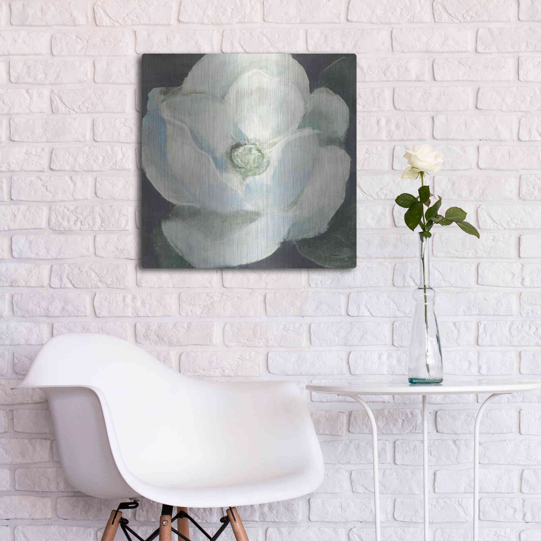 Luxe Metal Art 'Magnolia II Sage' by Carol Rowan, Metal Wall Art,24x24