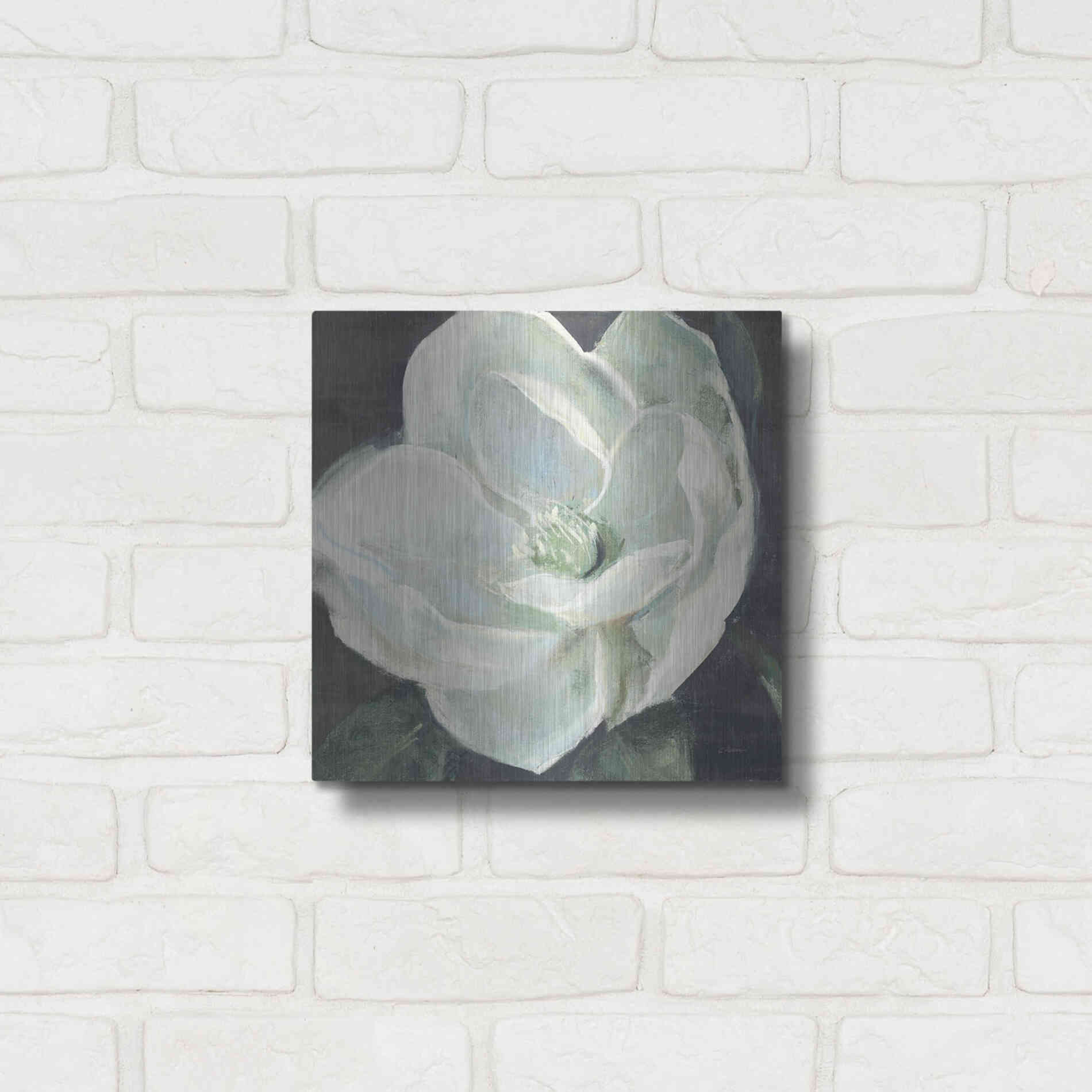Luxe Metal Art 'Magnolia III Sage' by Carol Rowan, Metal Wall Art,12x12
