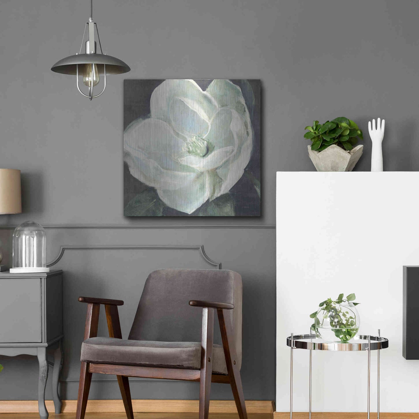 Luxe Metal Art 'Magnolia III Sage' by Carol Rowan, Metal Wall Art,24x24