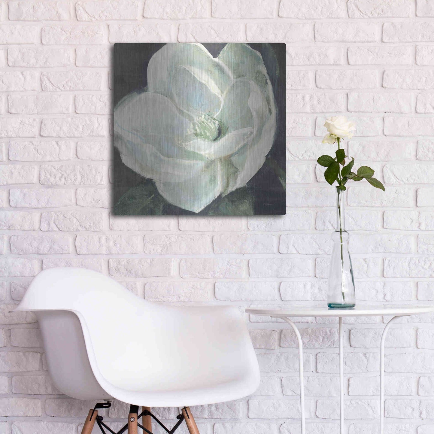 Luxe Metal Art 'Magnolia III Sage' by Carol Rowan, Metal Wall Art,24x24