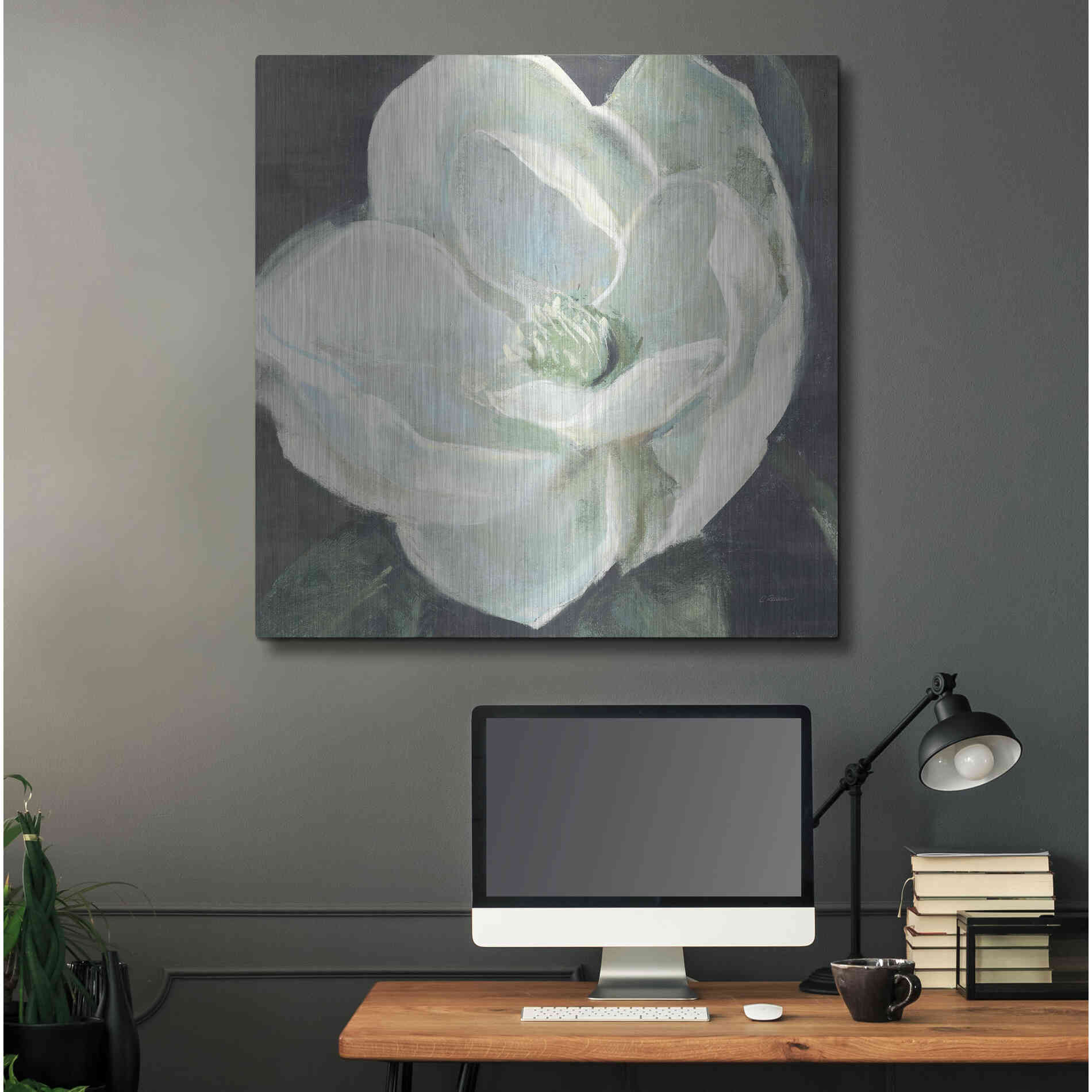 Luxe Metal Art 'Magnolia III Sage' by Carol Rowan, Metal Wall Art,36x36