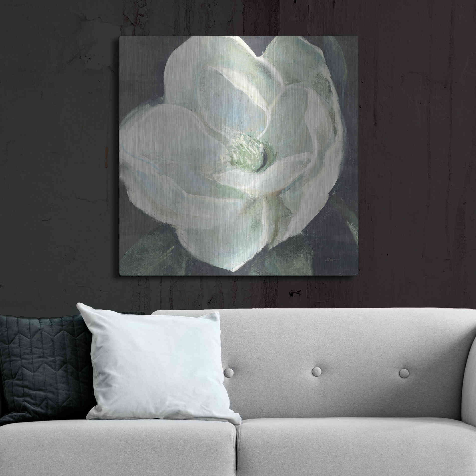 Luxe Metal Art 'Magnolia III Sage' by Carol Rowan, Metal Wall Art,36x36