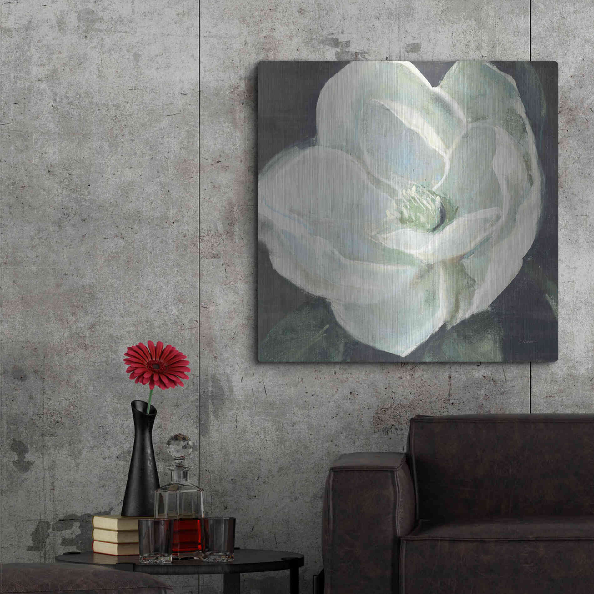Luxe Metal Art 'Magnolia III Sage' by Carol Rowan, Metal Wall Art,36x36