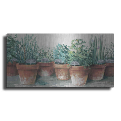 Luxe Metal Art 'Pots Of Herbs II Cottage' by Carol Rowan, Metal Wall Art
